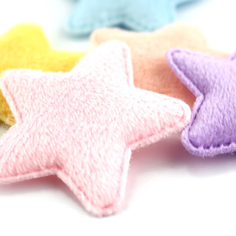 50Pcs 5.0cm Plush Star Furry Pentagram Padded Appliques For DIY Headwear Hairpin Crafts Decoration Clothing Accessories