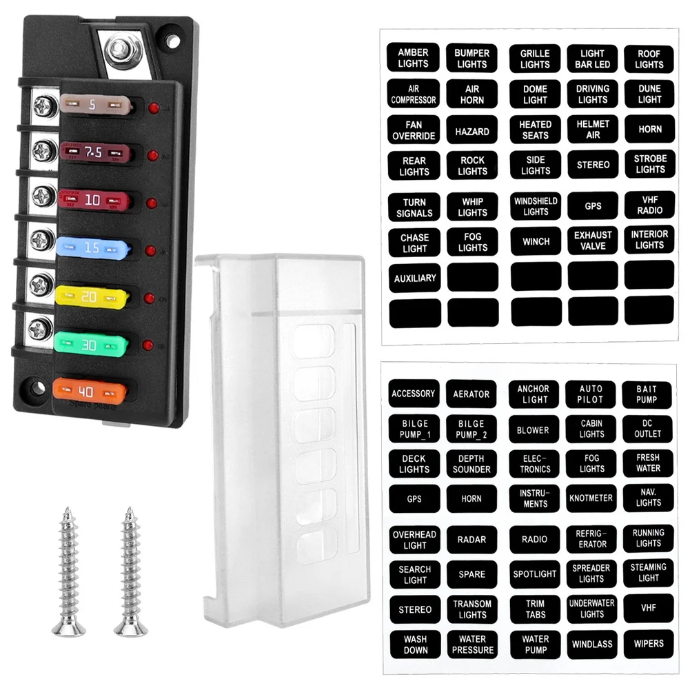 Power Distribution For RV Vehicles Waterproof Holder As Shown In The Figure 6 Way Blade Fuse Screw-type Connectors