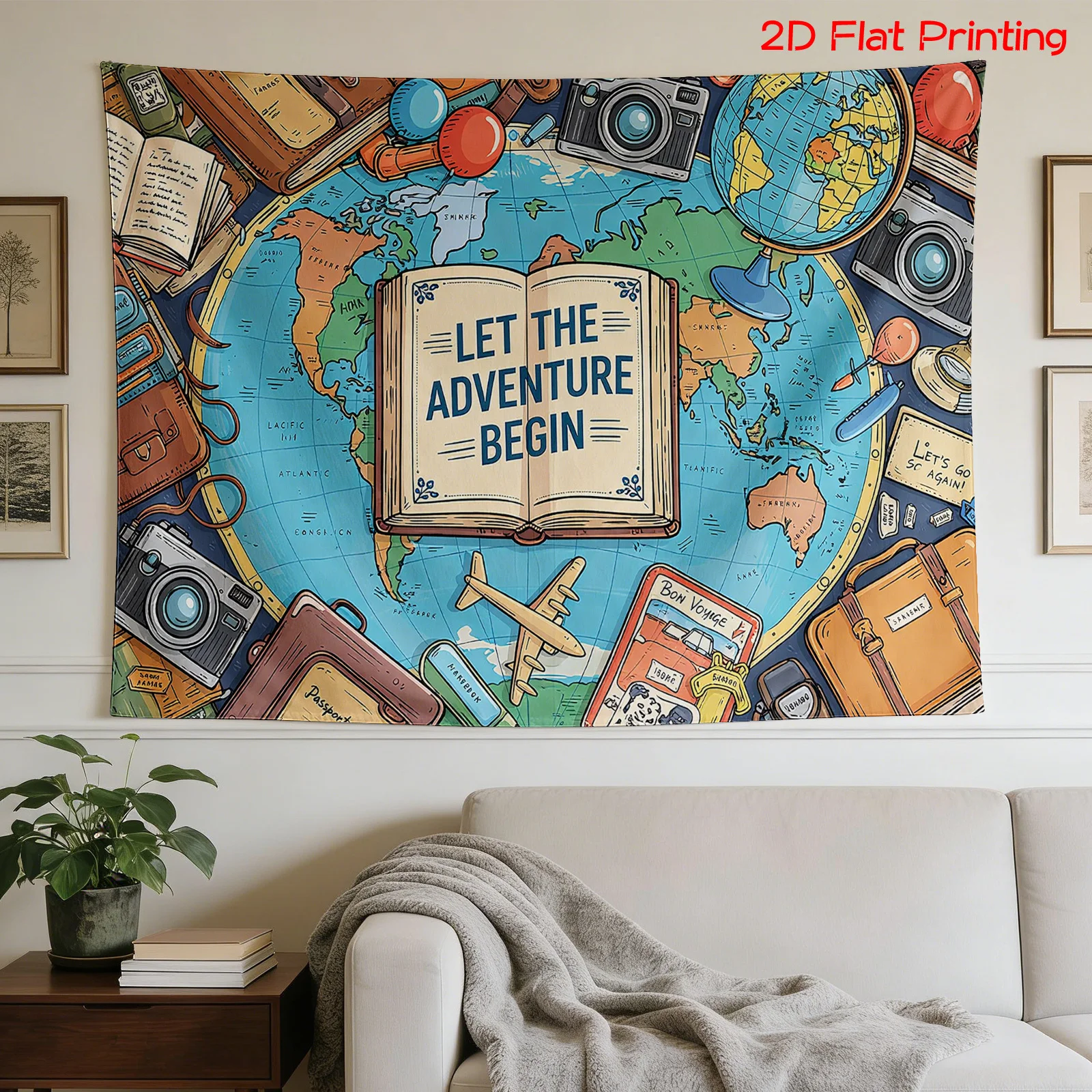 Tapisserie murale carte du monde, art mural bohème, décoration de voyage, toile murale géographie nautique, affiche d'aventure, décoration de chambre pour voyageurs