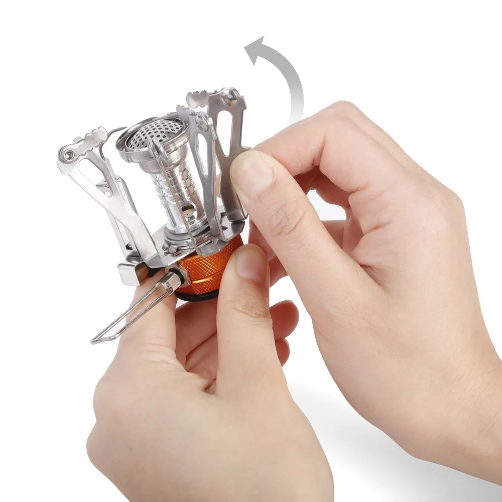 Portable Camping Stove Adapter Stand Set All-in-One Kit Propane Fuel Adjustable Heat Lightweight Compact Outdoor Cooking