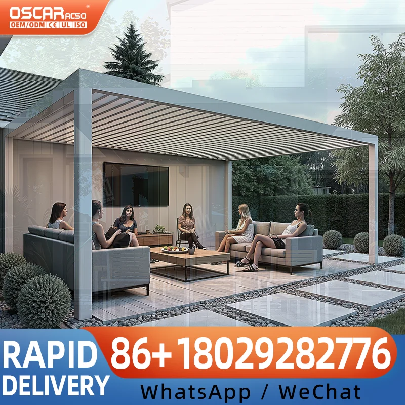 Motorized Retractable Aluminum Pergola Modern Outdoor Sun Shade for Garden Backyard Patio pergola