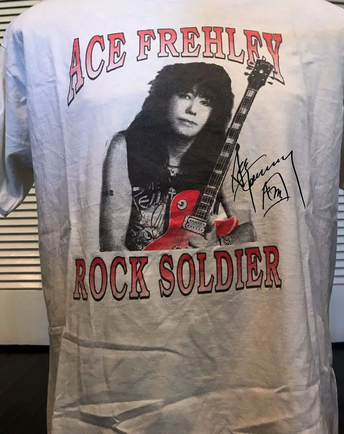 

Vtg Ace Frehley Rock Soldiers Tour Cotton White All Size Unisex Shirt