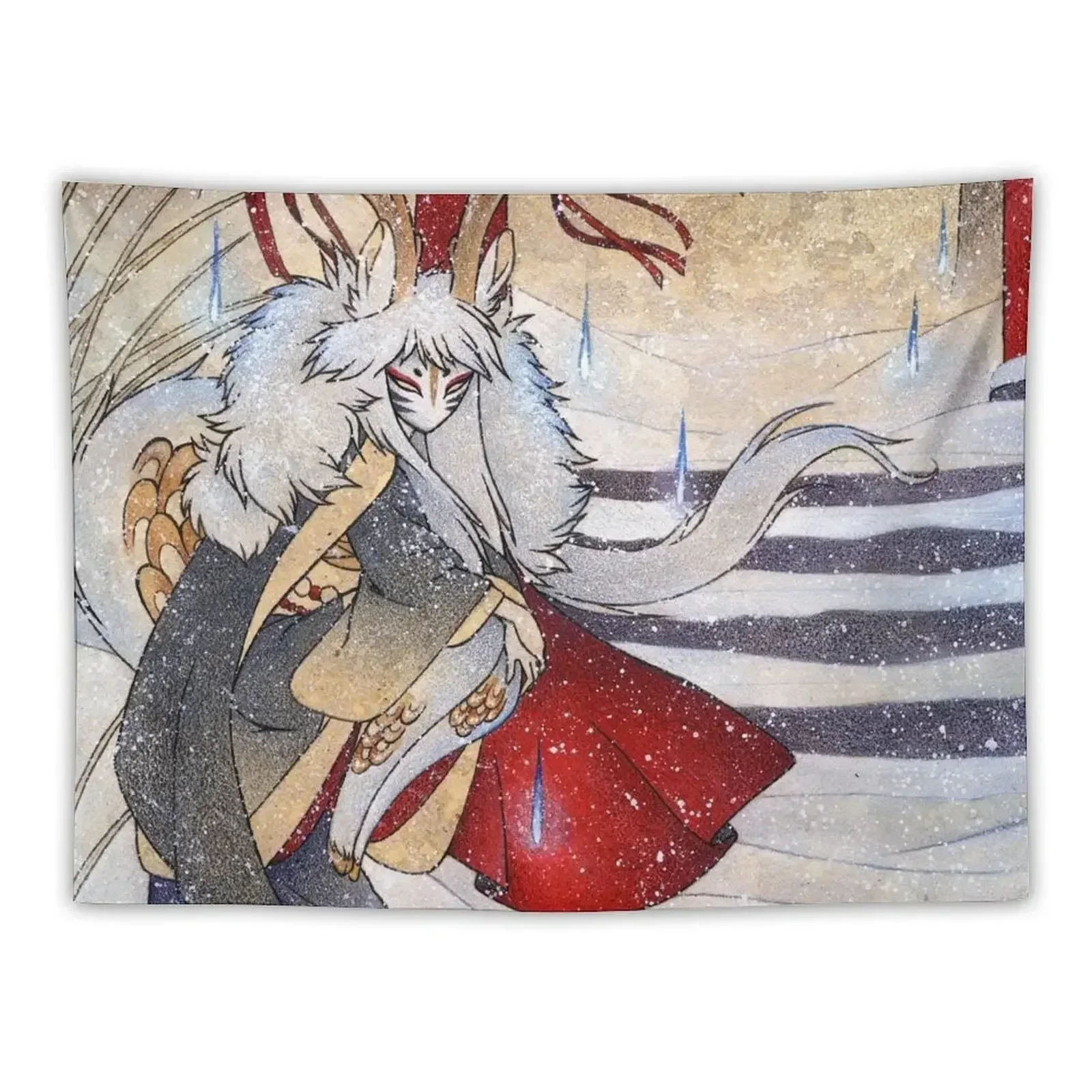 The Summit Gate - Kirin Yokai TeaKitsune Tapestry Wallpaper Bedroom Wall Decor Custom Tapestry