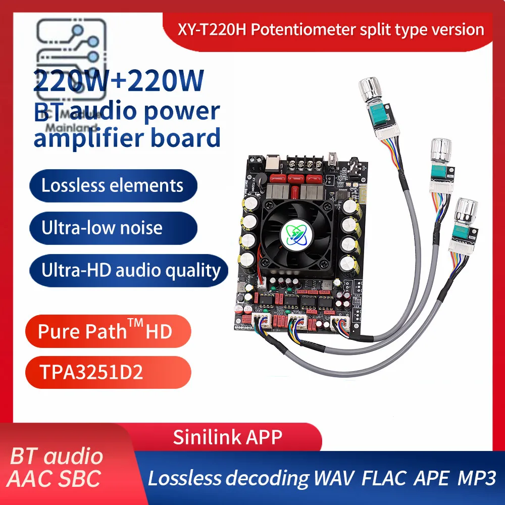 XY-T220H 220Wx2 Audiophile Lossless Bluetooth Audio Amplifier Board Module Stereo Bass and High Bass TPA3251 Potentiomete