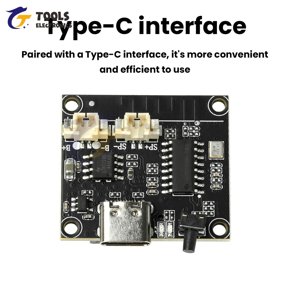 DC 5V 3W BT Amplifier Module Adjustable Tuning Supports TF Card Playback Type-C Interface Mono Power Amplifier PCBA Board