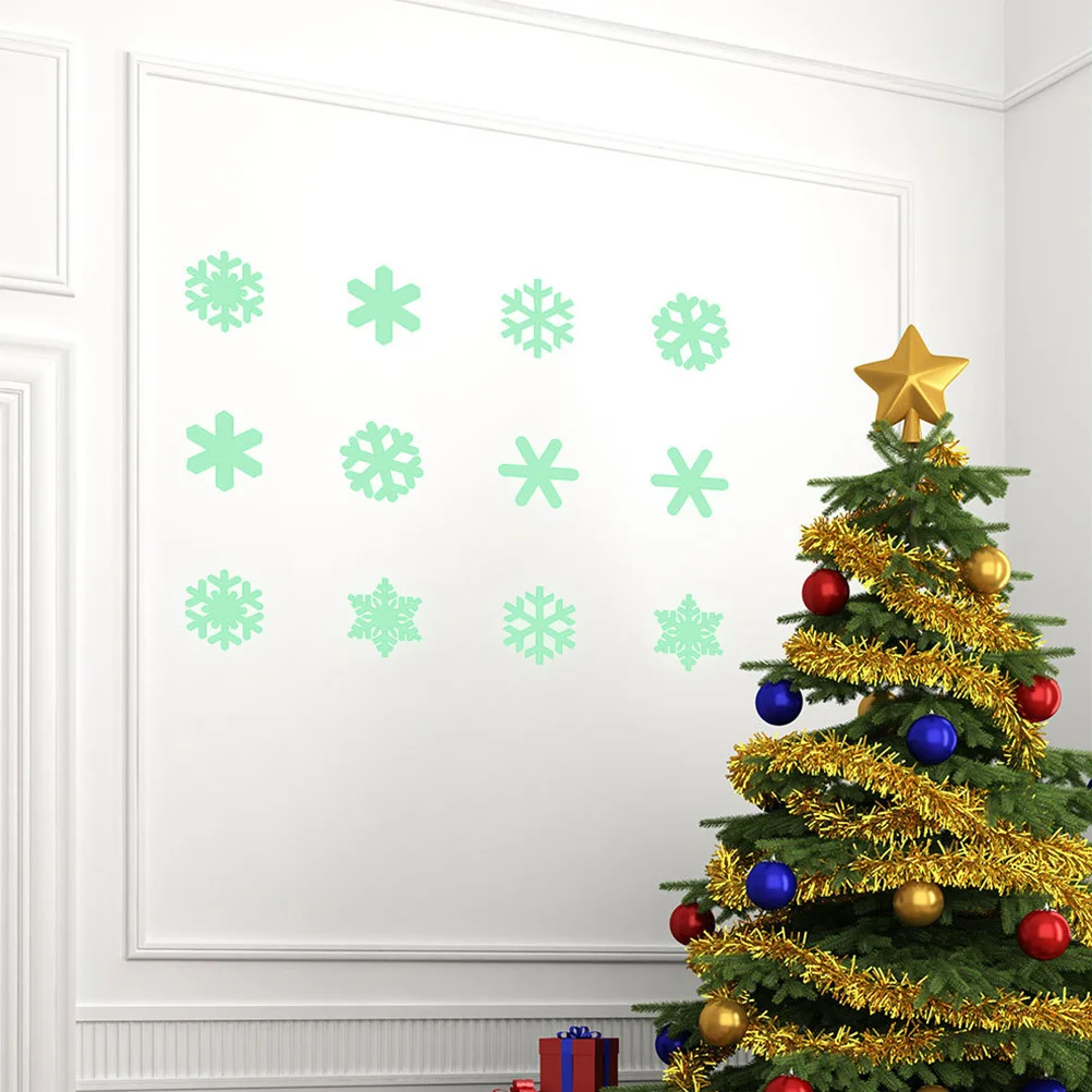 

1Set Christmas Snowflake Glow in Dark Sticker Luminous Wall Decal Removable for Window Door Car Shop Decoration
