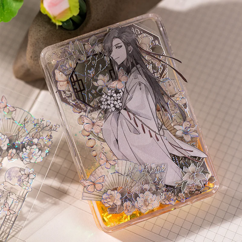 3 Hojas/Bolsa de Pegatinas PET con Estampado en Caliente de Flores Clásicas, Pegatinas Creativas de Estilo Chino para Diario, Cuaderno, Decoración de Collage DIY