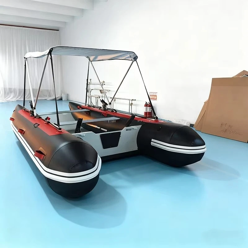 Direct Selling 390cm 6 Person Inflatable Catamaran Fishing Boat High Speed Catamaran Sailboat with Canopy