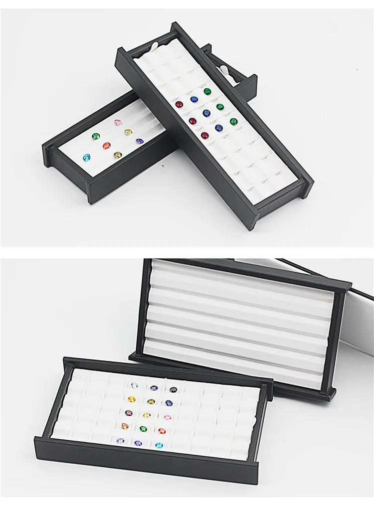 Wholesale large multi-digit gem storage box diamond display box V Groove colorful gems Box PortableGem Display Tray with Lid