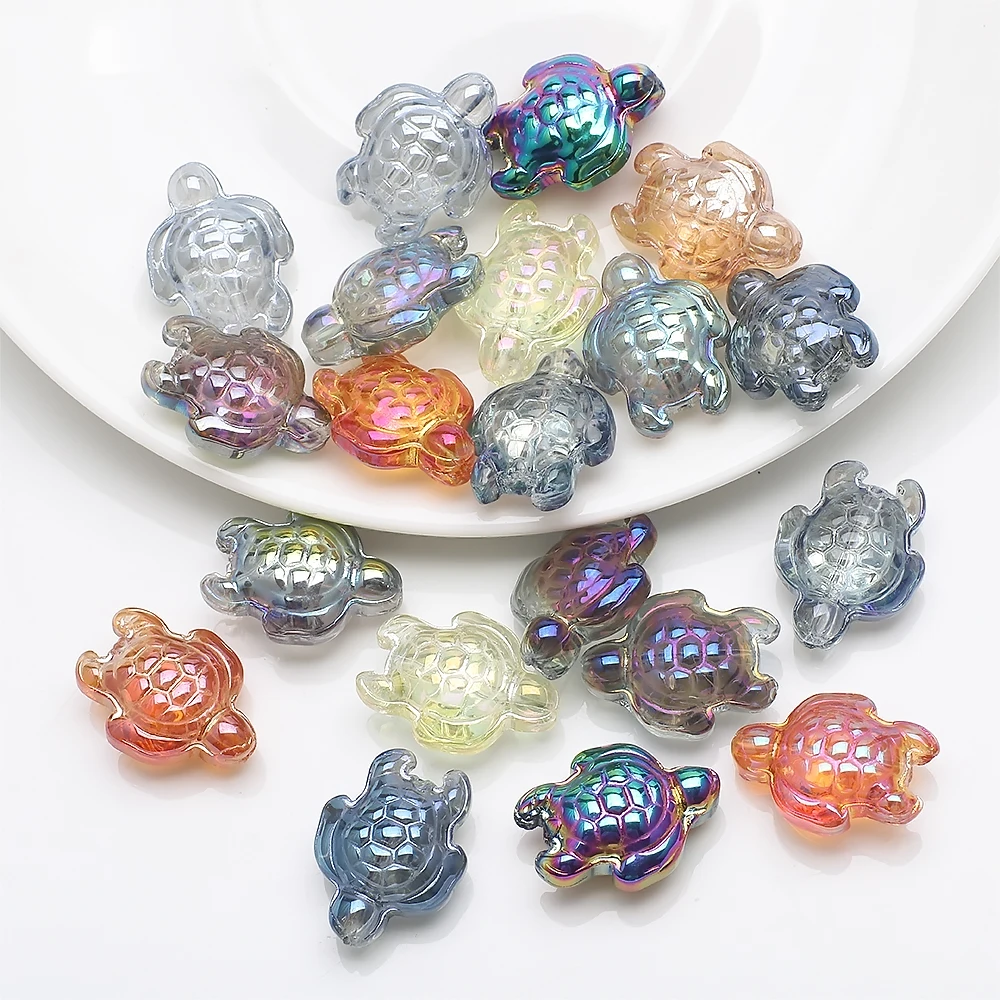 20 Stücke 17x14mm Bunte Galvanik Schildkröte Lose Spacer Für Schmuck Machen DIY Mode Armbänder Halskette Zubehör Handmade