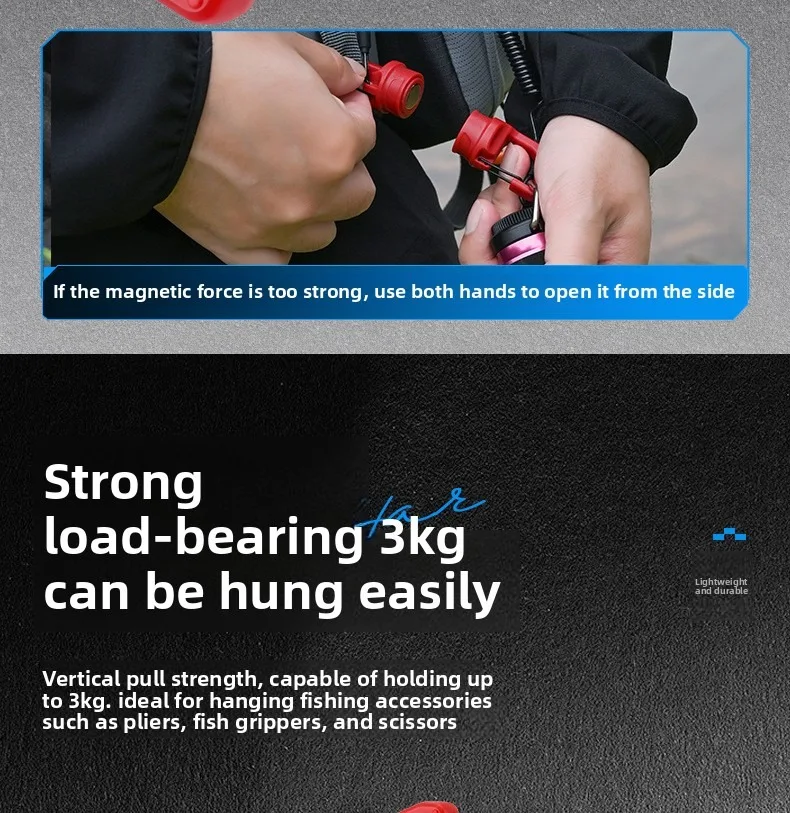 QAJTAO 1-4 Stück Magnetische Einziehbare Schnalle, Einziehbares Seil, Anti-Verlust-Hängeschnalle, Outdoor-Angelrucksack-Schlüsselanhänger – Detail 7