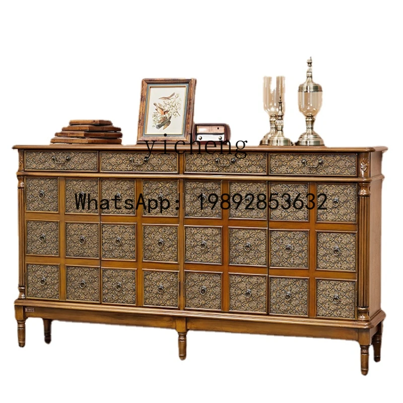 

Retro Shoe Cabinet Living Room Large Capacity Solid Wood Painted Hallway Storage Cabinet