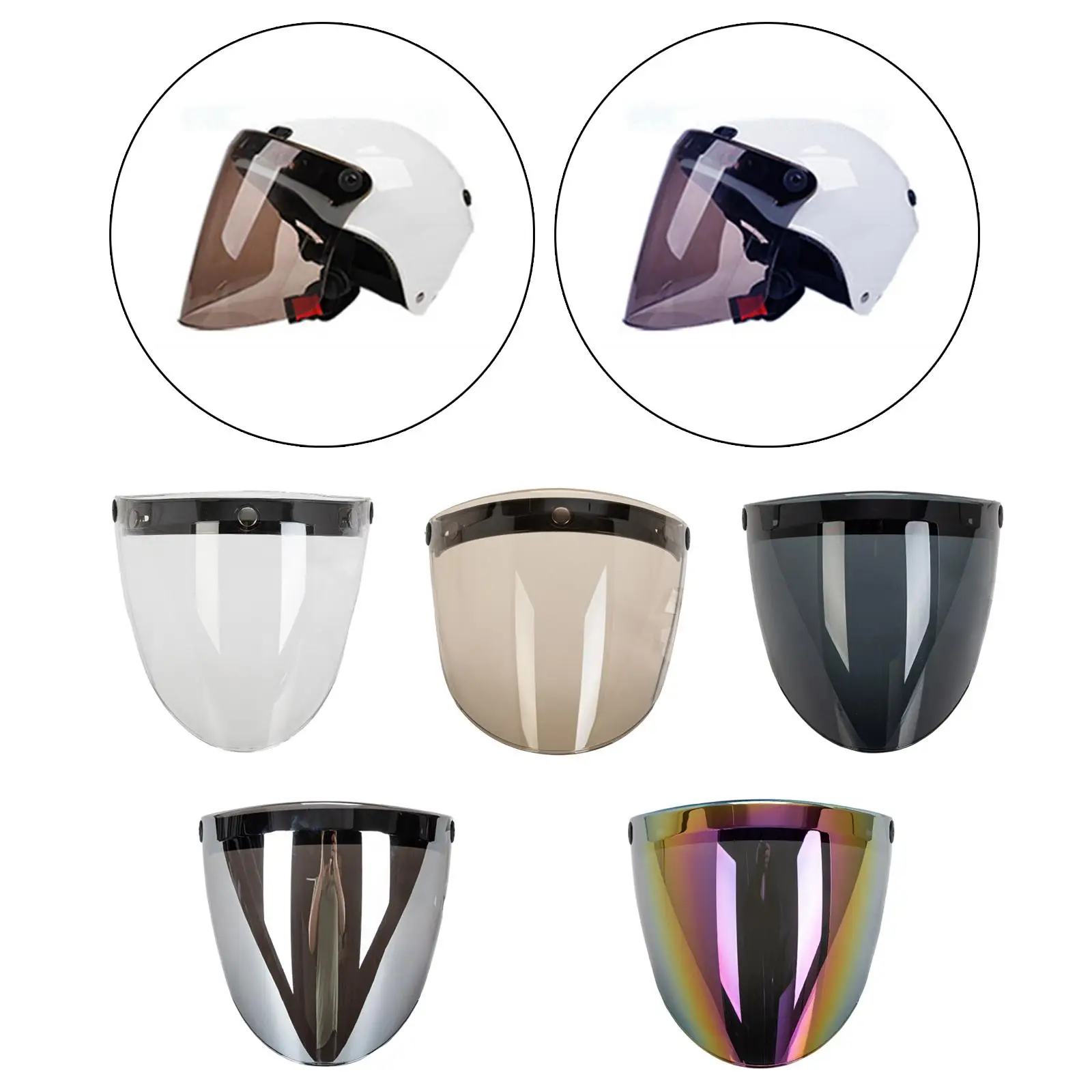 

Мотоциклетные шлемы, козырек в стиле ретро, ветрозащитный солнцезащитный козырек, подходит для защиты от запотевания с 3 кнопками