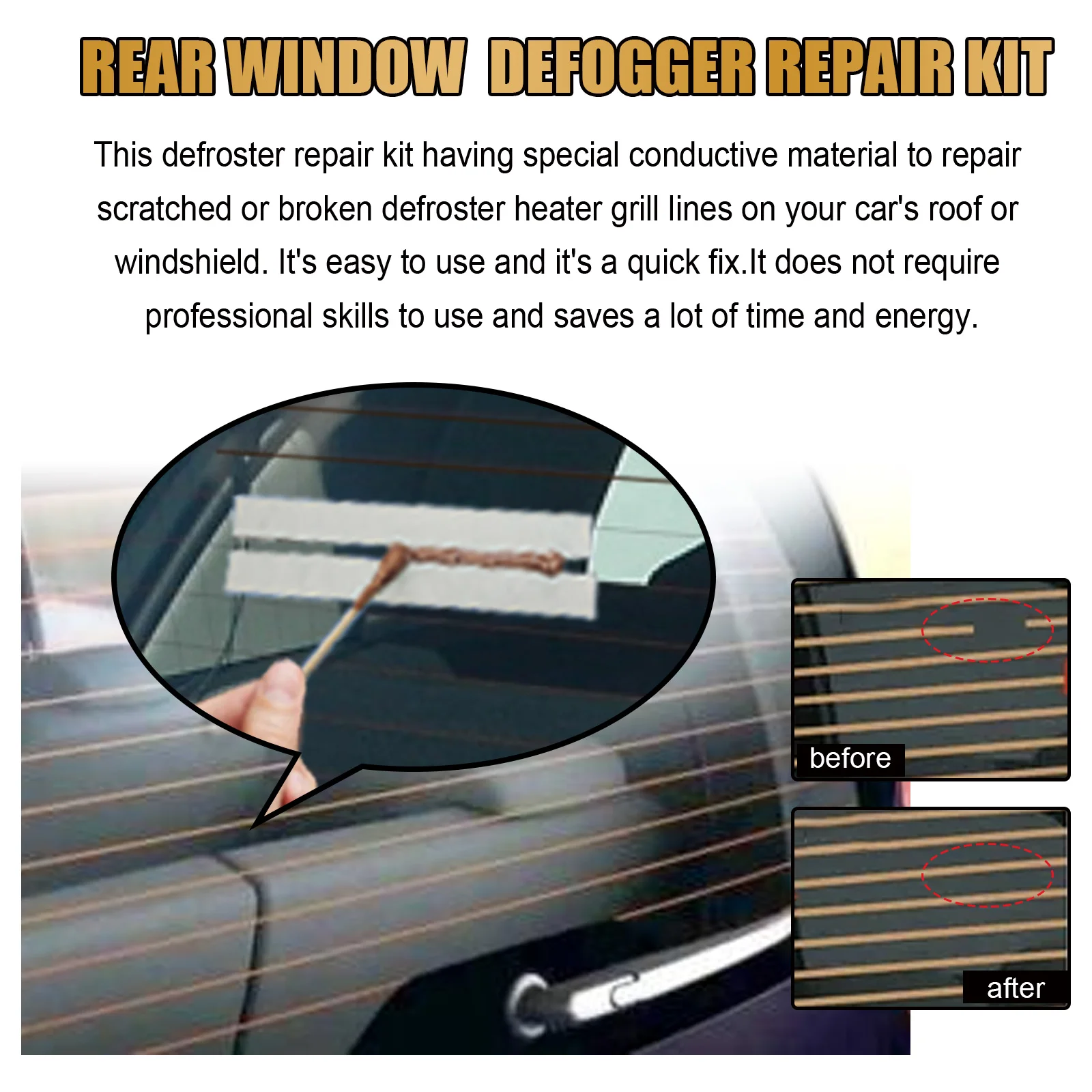 Car Rear Window Defogger Repair Kit DIY Quick Repair Scratched Broken Defroster Heater Grid Lines Professional Care Accessories