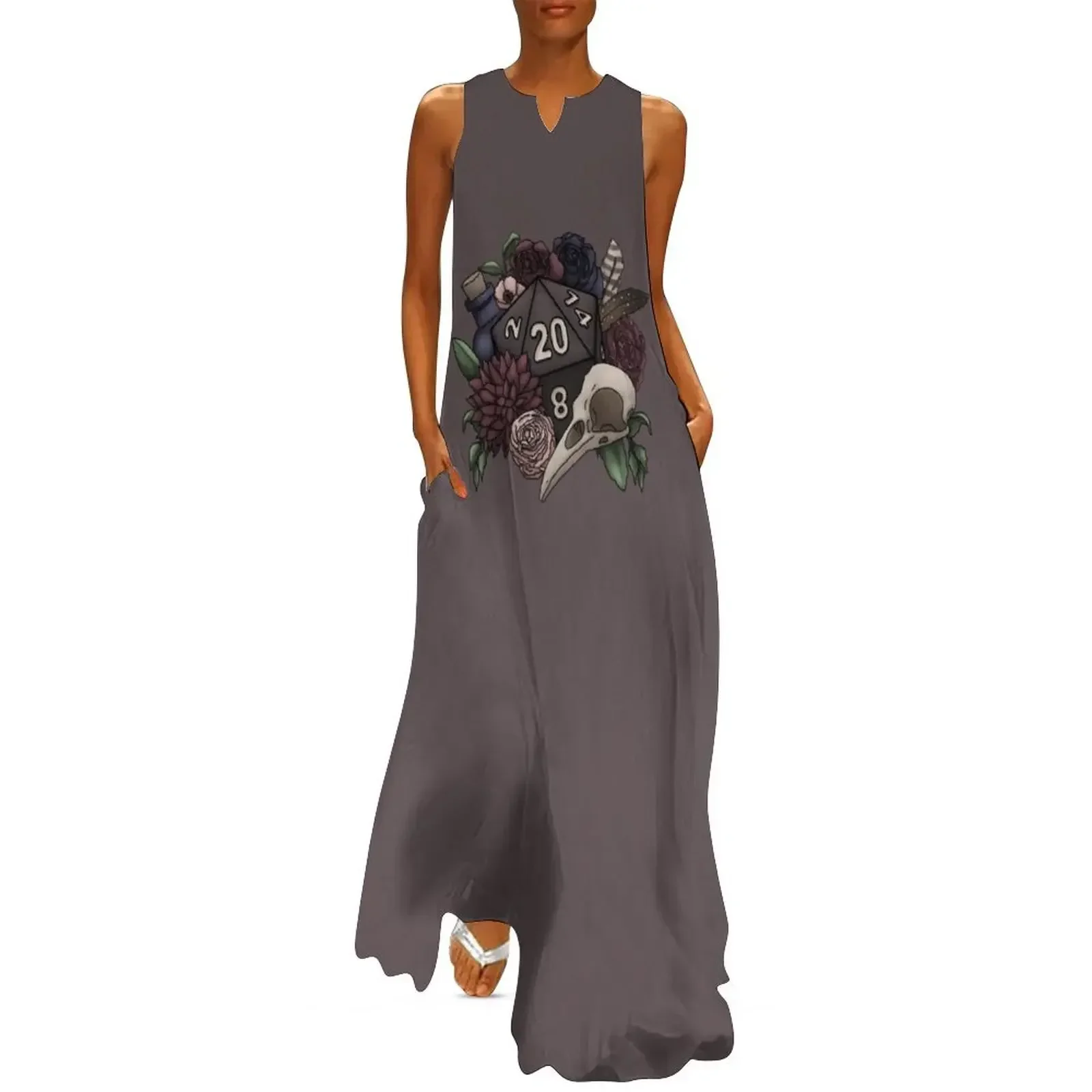 

Necromancer D20 Tabletop RPG Gaming Dice Long Dress Elegant gown Women's evening dress summer dress daily