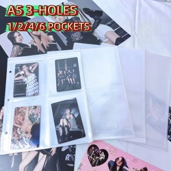 PLRBOK 10 PCS A5 1 2 4 Pockets 3 Hole Clear Ring Binder Refill Sleeves 4×6 10×15 4R Photocards Notebook Photo Album Card Page