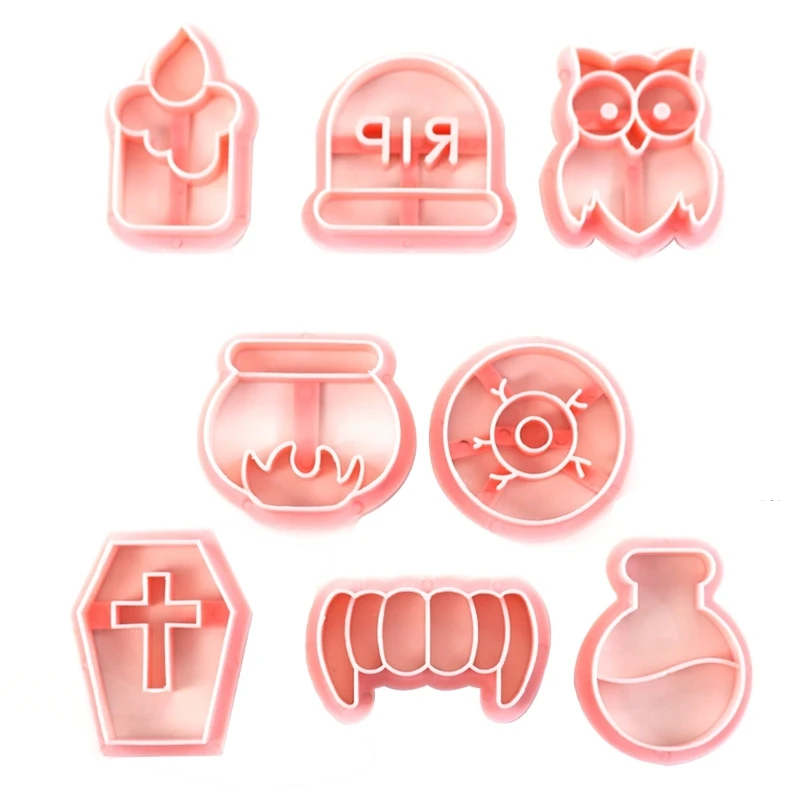 

8 Pack Halloween Small Biscuit Moulds Easy to Use Halloween Biscuit Stamps
