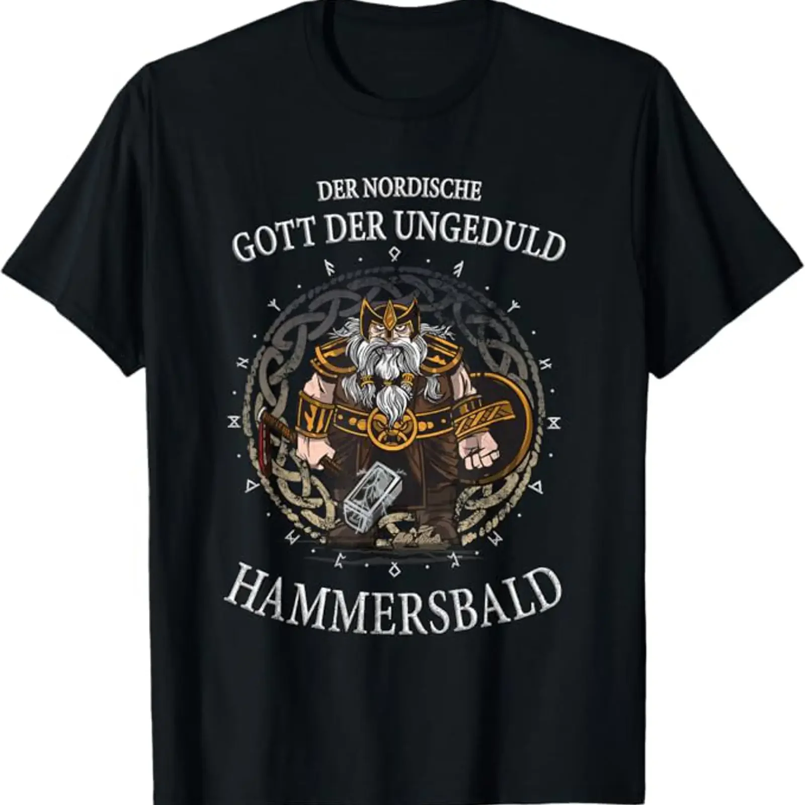The Nordic God of Impatience Hammersbald T Shirt vintage Washed designer clothes Top For Everyday Wear Comfortable Unisex