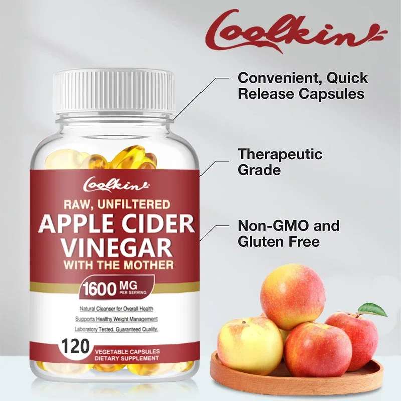 Apple Cider Vinegar Capsule Supplement 1600 mg - Natural Weight Management and Metabolism