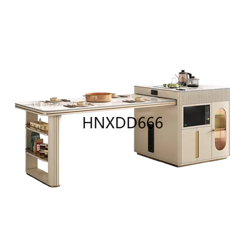 Fridge Microwave Oven Dining Table Chairs White Island Kitchen Tables Extensible Restaurant Modern Mesa Comedor Home Furniture