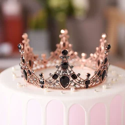 Children Tiaras Birthday Crown 2022 Vintage Pearl Cake Topper Rhinestone Wedding Hair Accessories Baby Samll Diadem Hair Jewelry