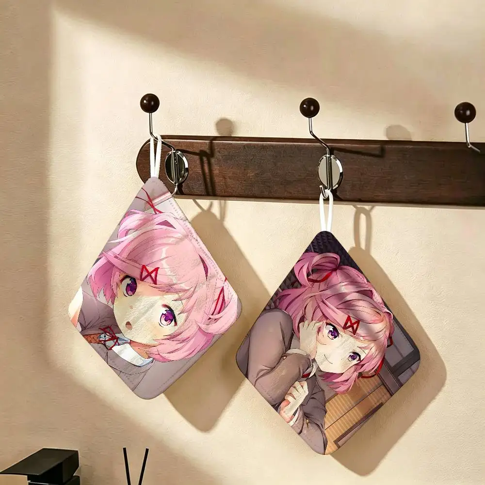 Natsuki Doki Doki Polyester Cotton Hand Wiping Towel with Hanging Loop, Lightweight for Home and Commercial Use