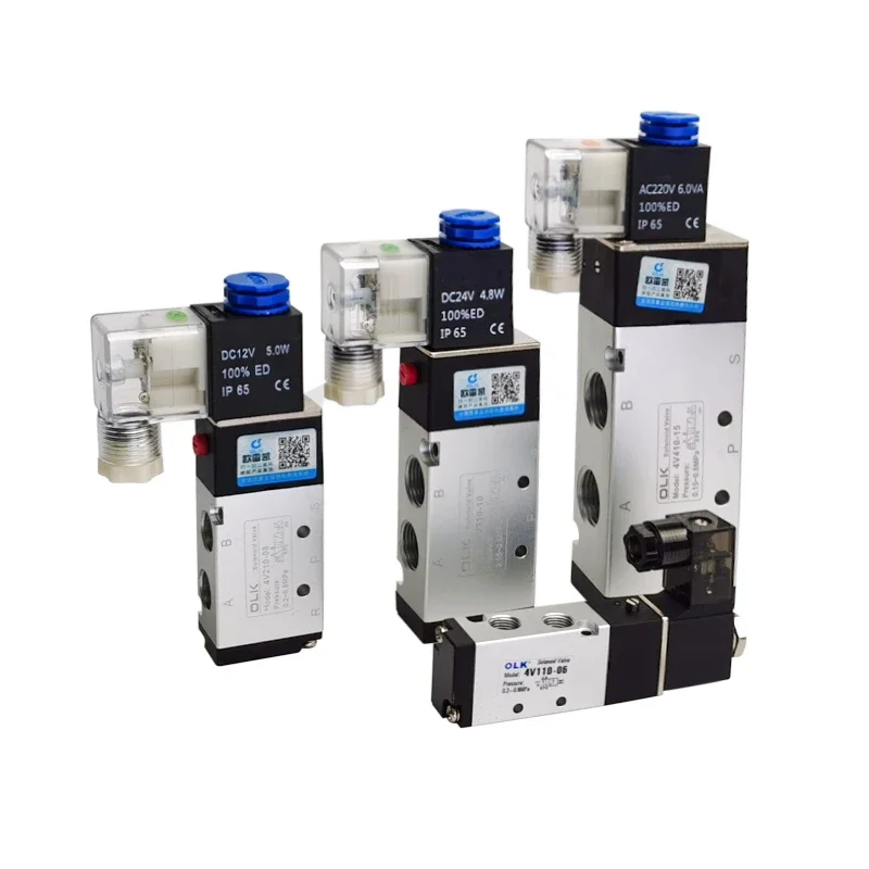 

4V210-08 4v110-06 Pneumatic 5 Way Air Valve 5/2 Electromagnetic DC12V DC24V Solenoid Valves Controller AC110V AC220V 4V310-10