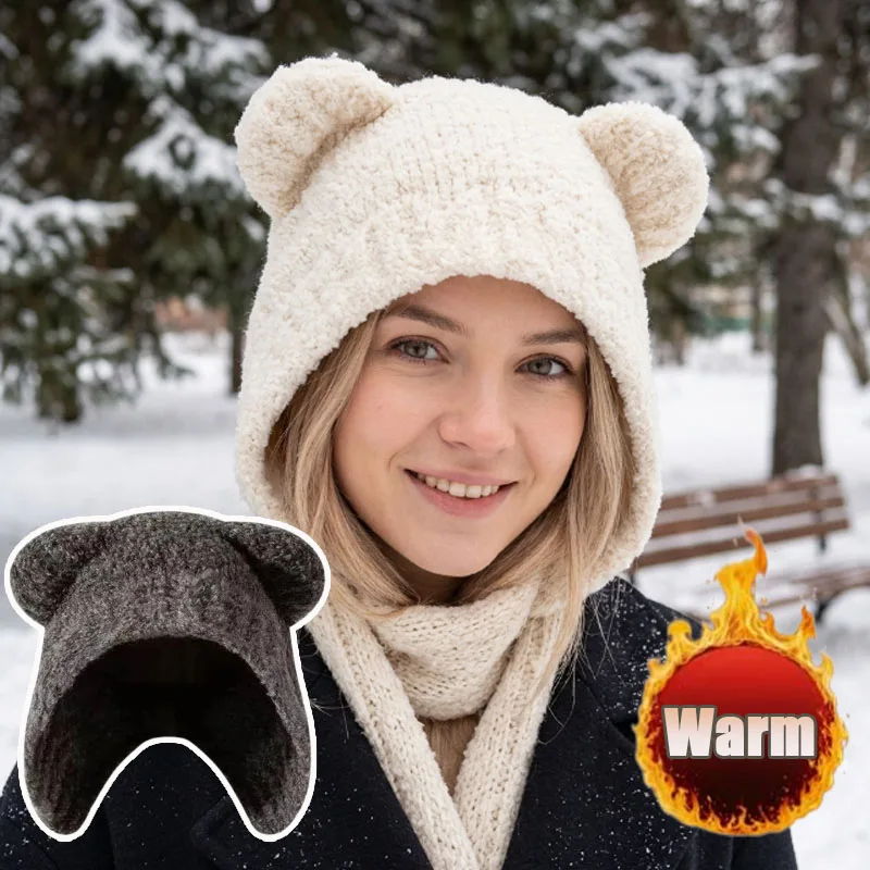 1-5PCS Plush Pom Pom Beanie Chunky Knit Winter Hat Fluffy Faux Fur Ball for Women Girls Casual Street Style
