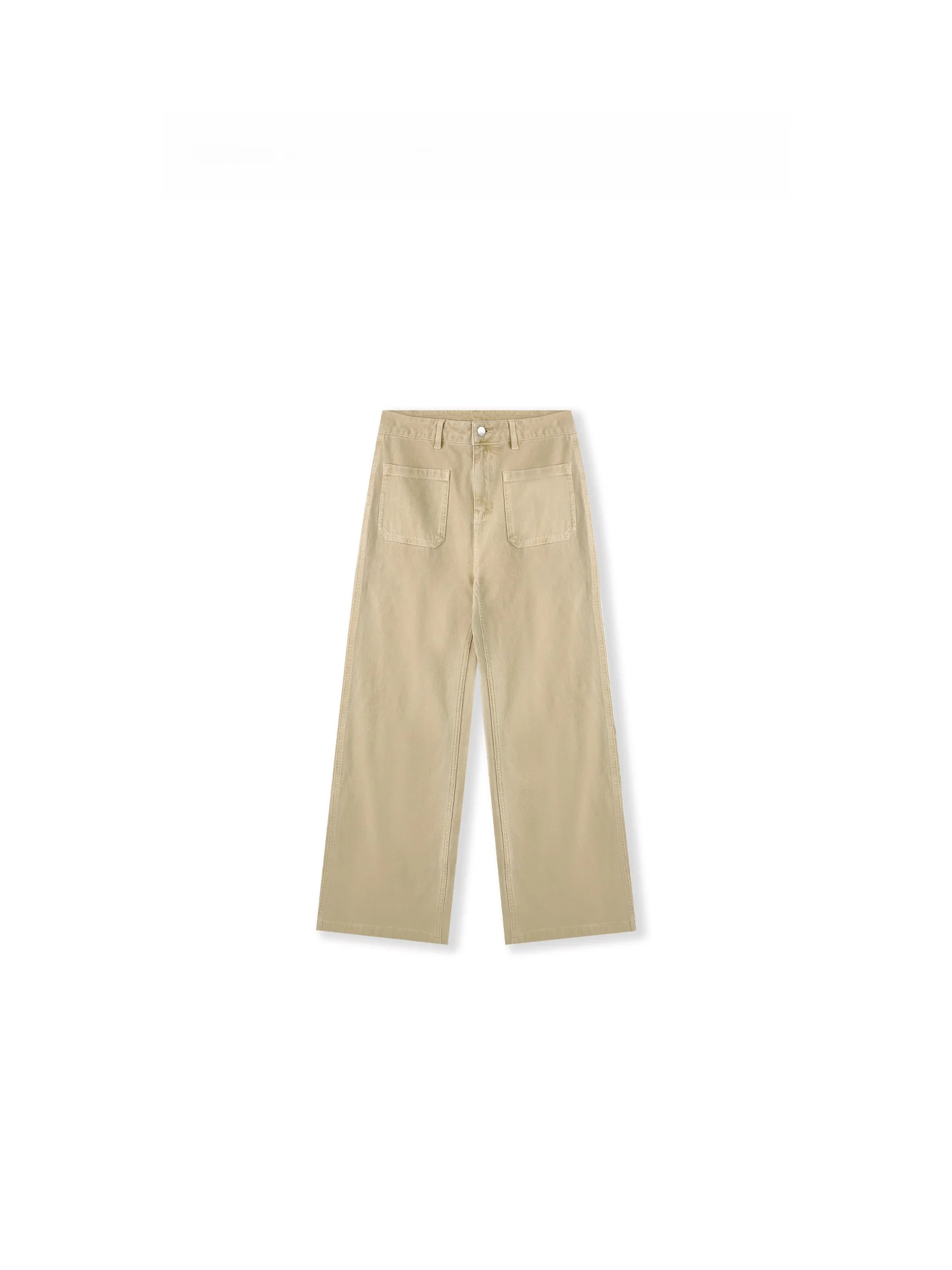 

Retro Minimalist Summer New Double Pocket Design Latte Denim Jeans Zhou Classic Natural Waist Straight Leg Stretchable