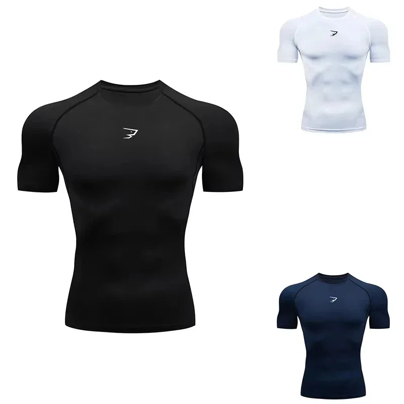 Men Running Compression Short Sleeve Sport Tees Gym Fitness Sportshirts Male Jogging Tracksuit Homme Athletic Shirt Tops