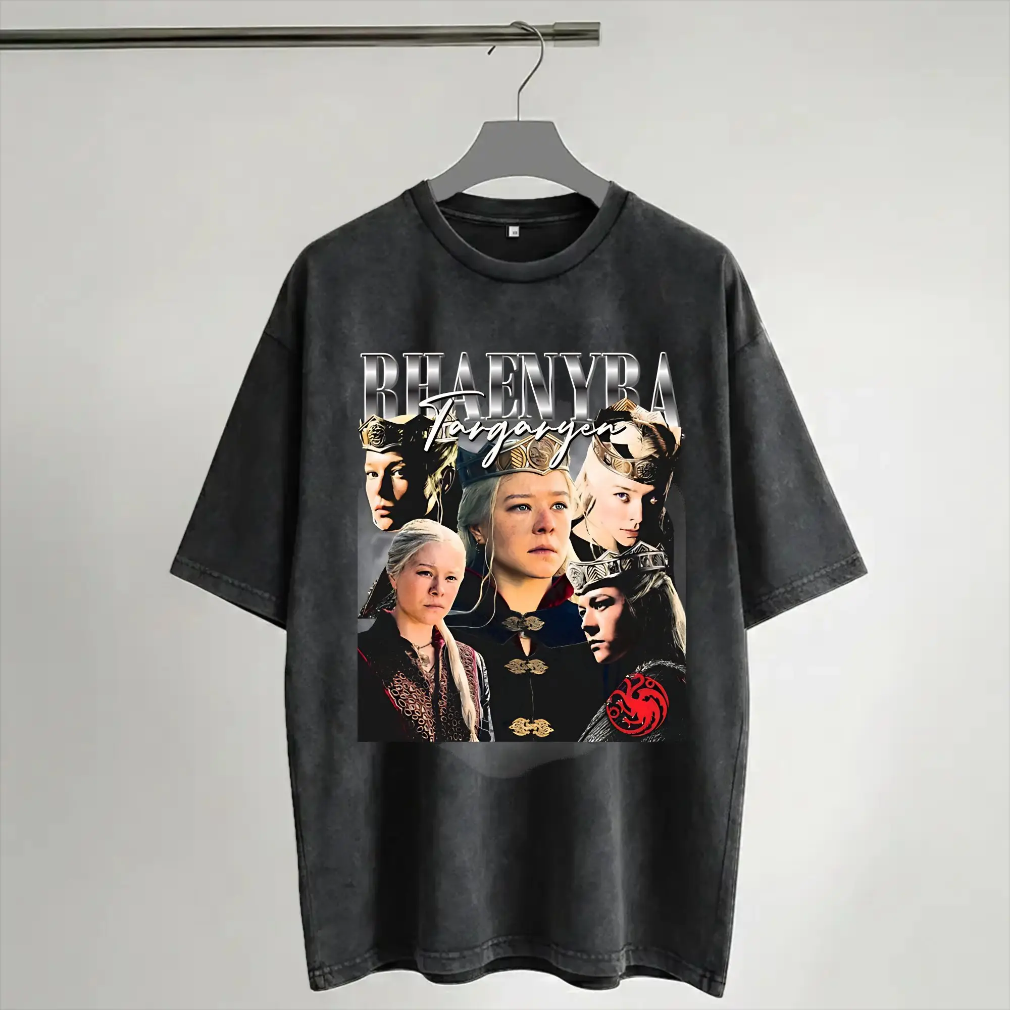 Rhaenyra Targaryen Houses of the Dragons Washed T Shirt Streetwear Hip Hop Fashion T-Shirts  Tee Shirt Men Women Short Sleeve