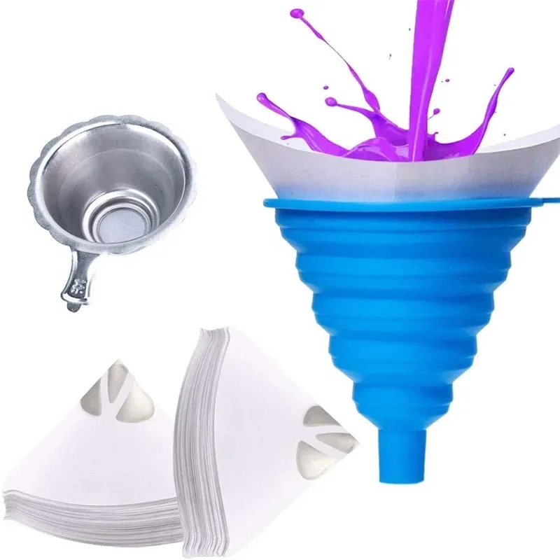 10/20/30Pcs Paint Filter Paper Disposable Nylon Micron Paper Purifying Straining Cup 100 Mesh Conical Cone Funnels Filter Tools