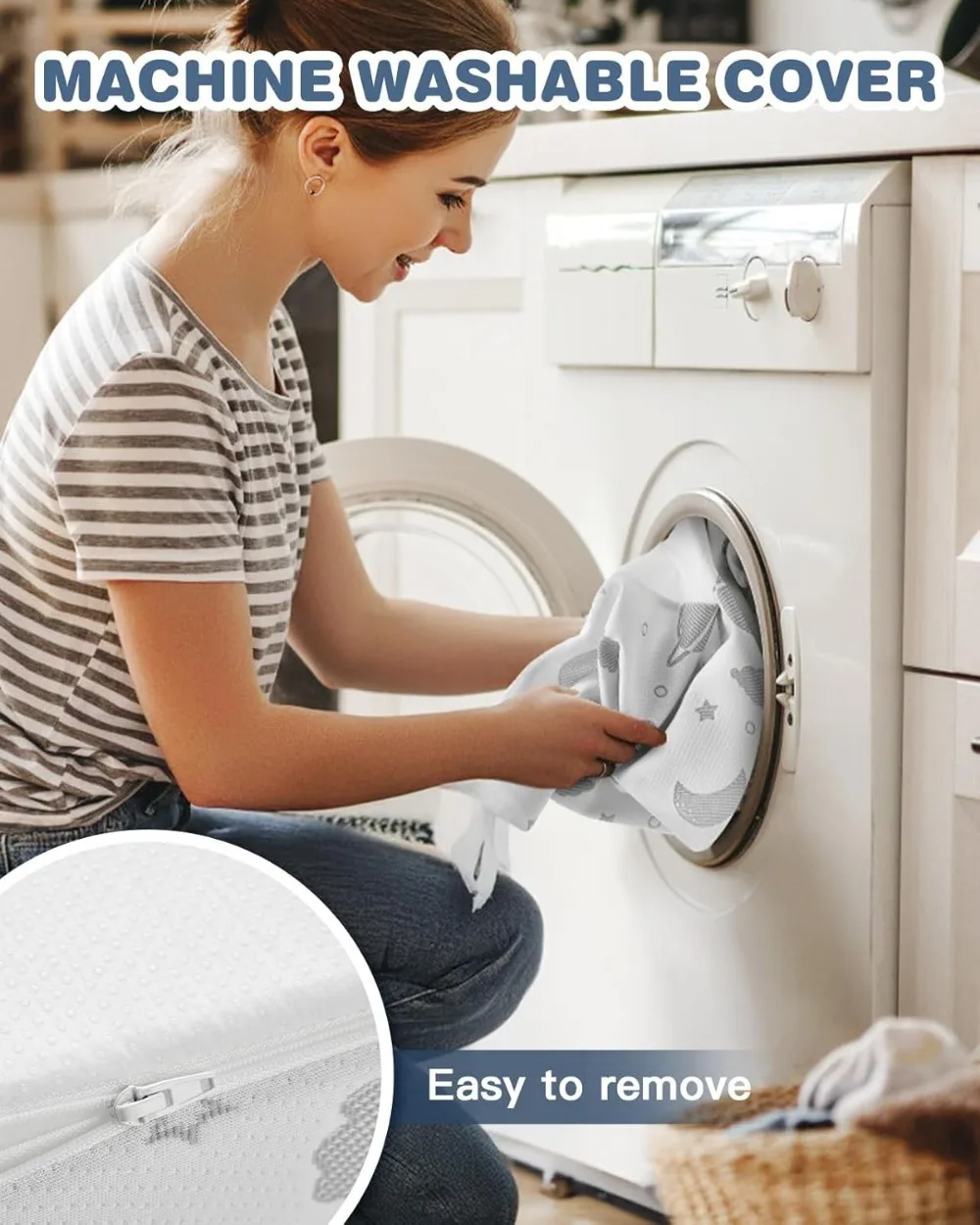 Paquet de 2 pare-chocs et rails de lit pour tout-petits avec housse lavable pour lits Queen, King, Twin, pleine grandeur