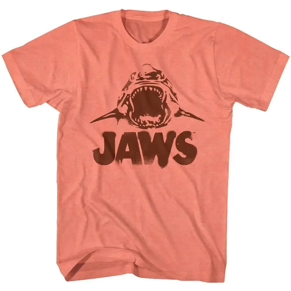 Jaws Neon Retro Coral Heather Movie T Shirt