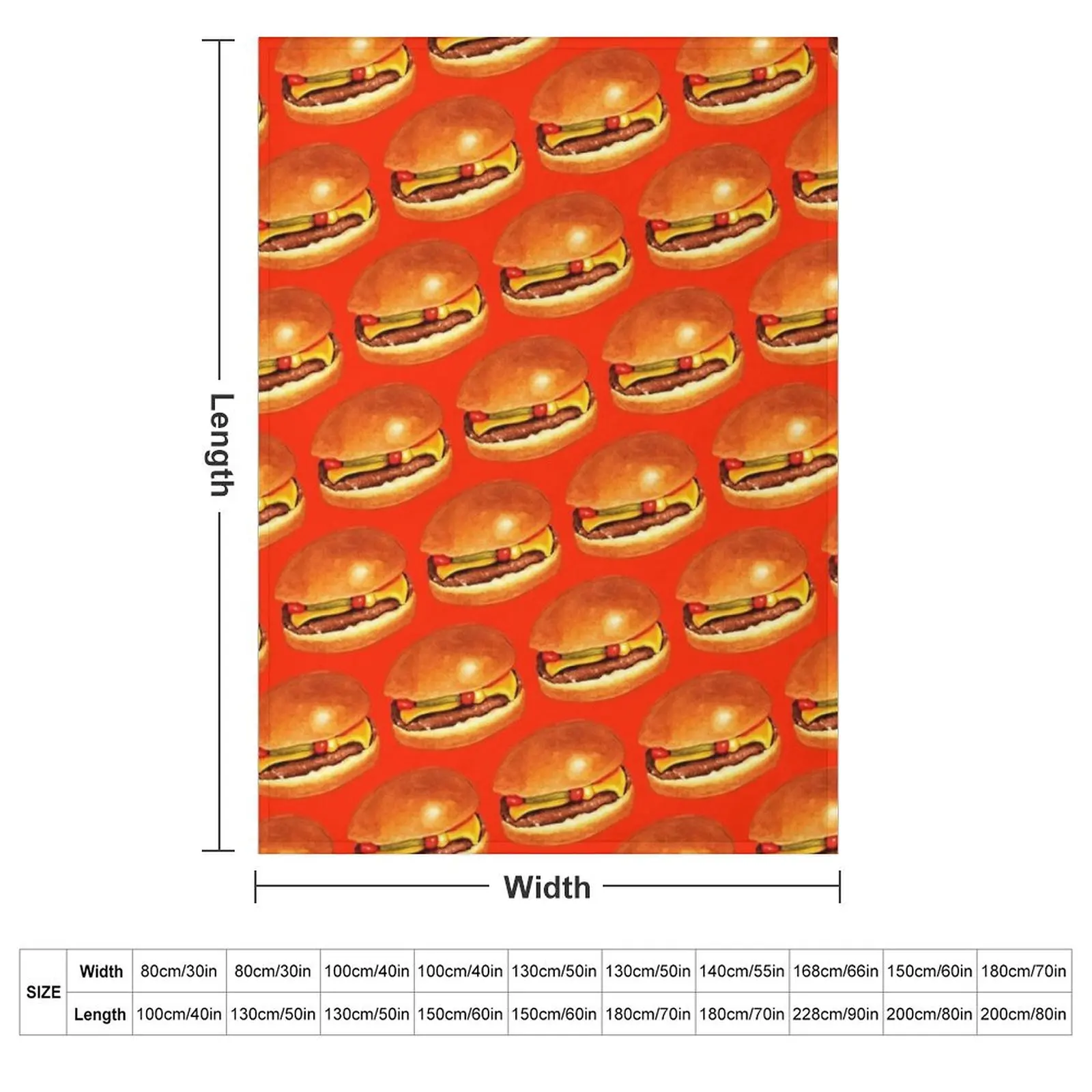 Cheeseburger 5 Pattern - Red Throw Blanket Cute Retros Thins Tourist Blankets