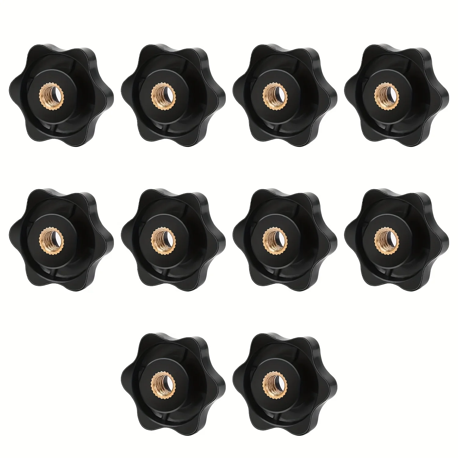 10Pcs M8 Star Knob Clamping Nuts Black Plastic Thumb Screws Handle for Furniture Machinery Parts
