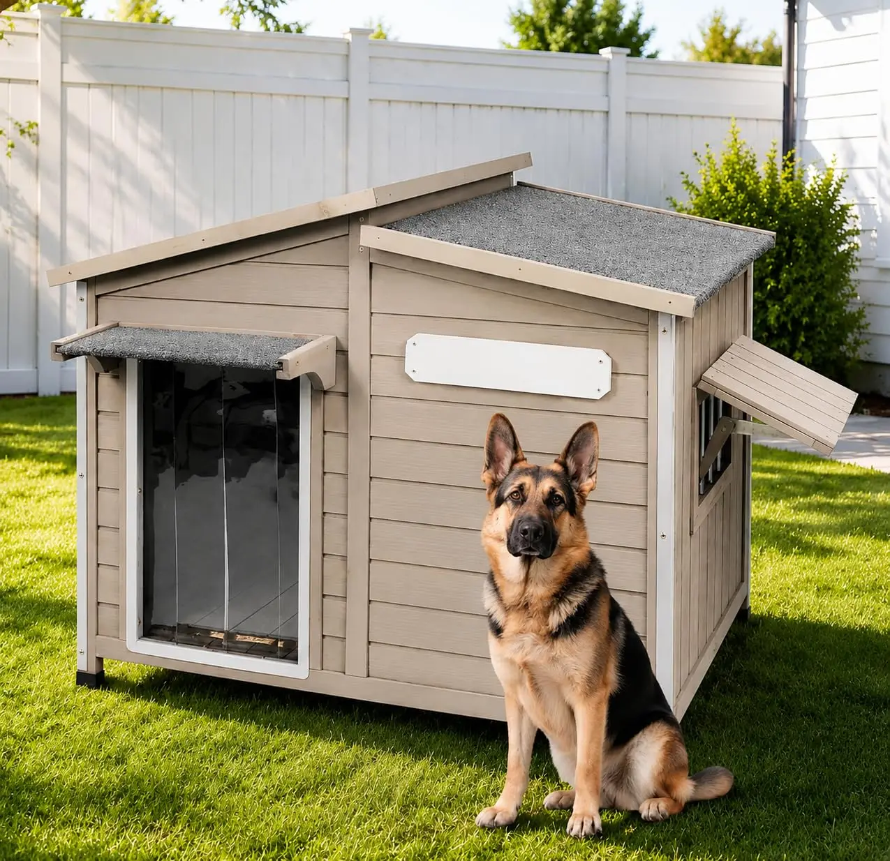 Large Wooden Dog House For Medium & Large Dogs Weatherproof Outdoor Shelter, Customized