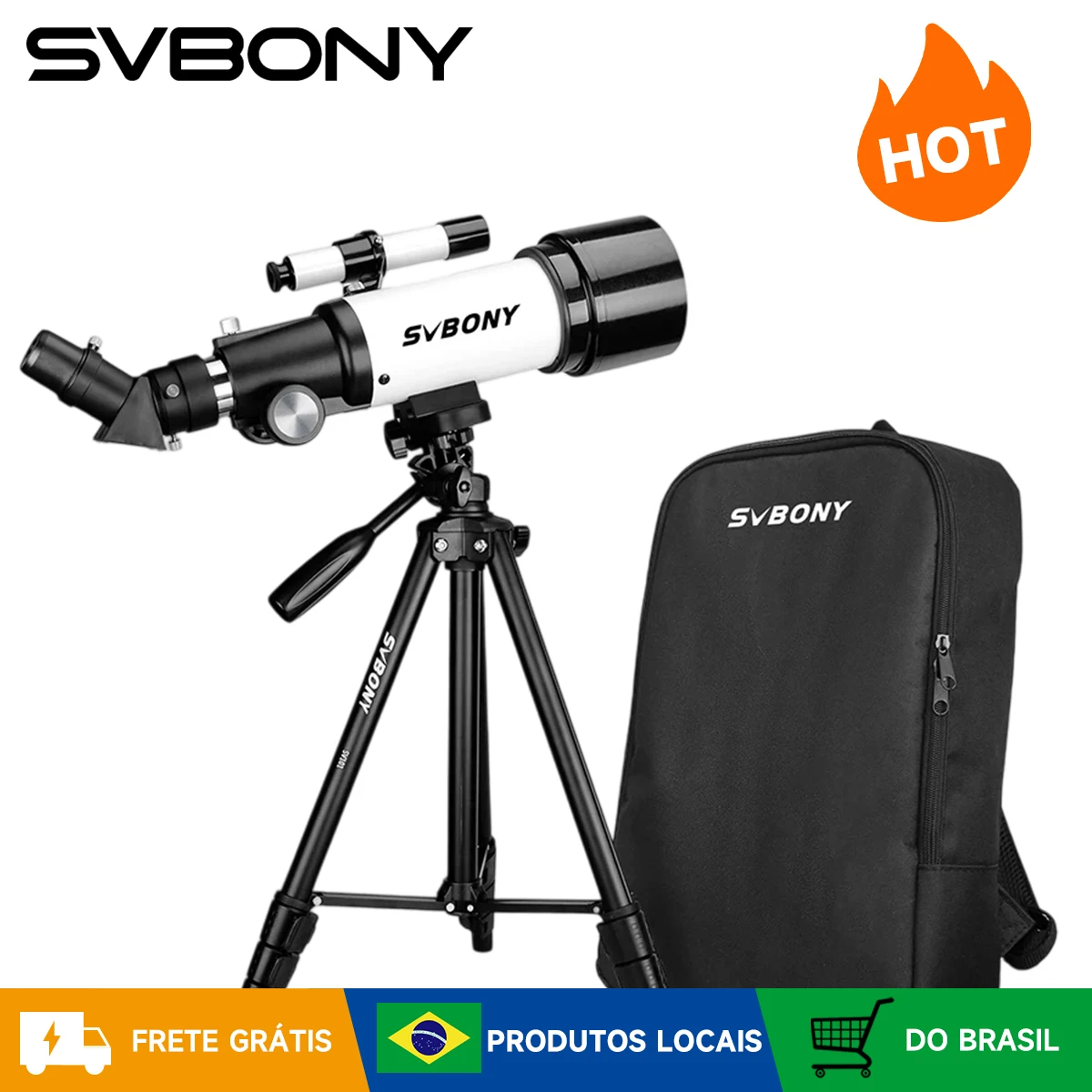 Svbony Conjuntos de telescópios astronômicos SV501P de 60/70 mm para observação planetária e lunar, presente para estudantes, presente para o dia das crianças,Suporte para celular grátis incluído.