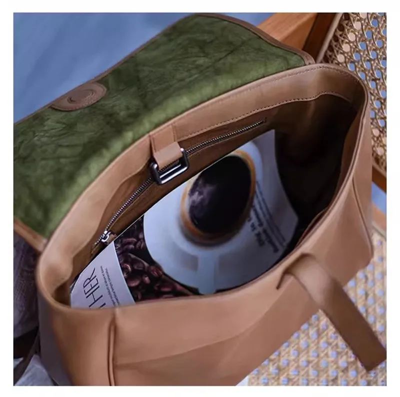 PNDME simple vintage natural first layer cowhide women's large capacity messenger bag casual luxury soft leather shoulder bag