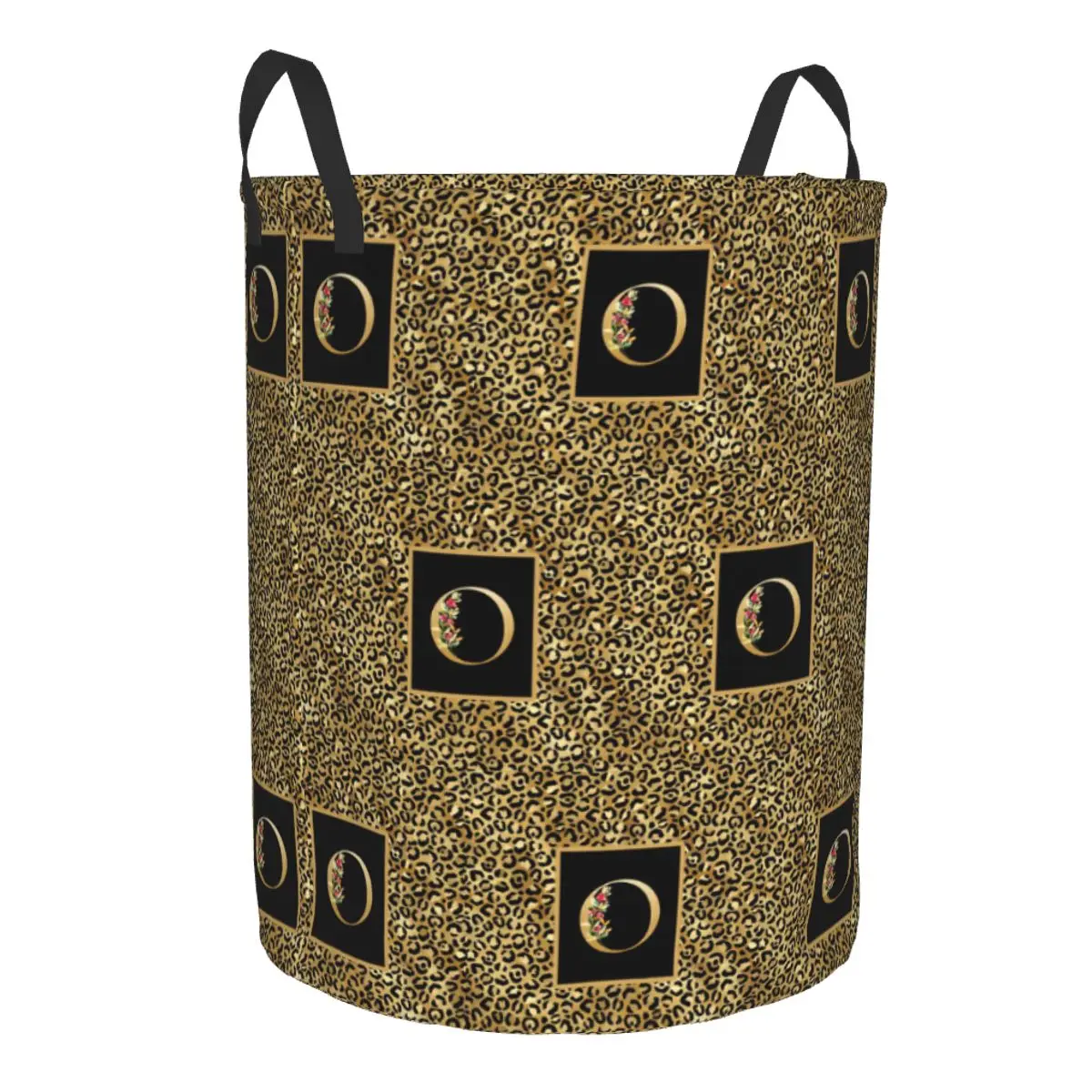 Leopard Pattern Letter Laundry Basket Collapsible Baby Hamper for Nursery Toys Organizer Storage Bins