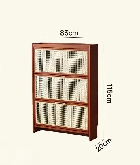 Y1 A57 Rattan shoe cabinet Solid wood household door porch cabinet Small apartment tipping bucket ultra-thin shoe rack