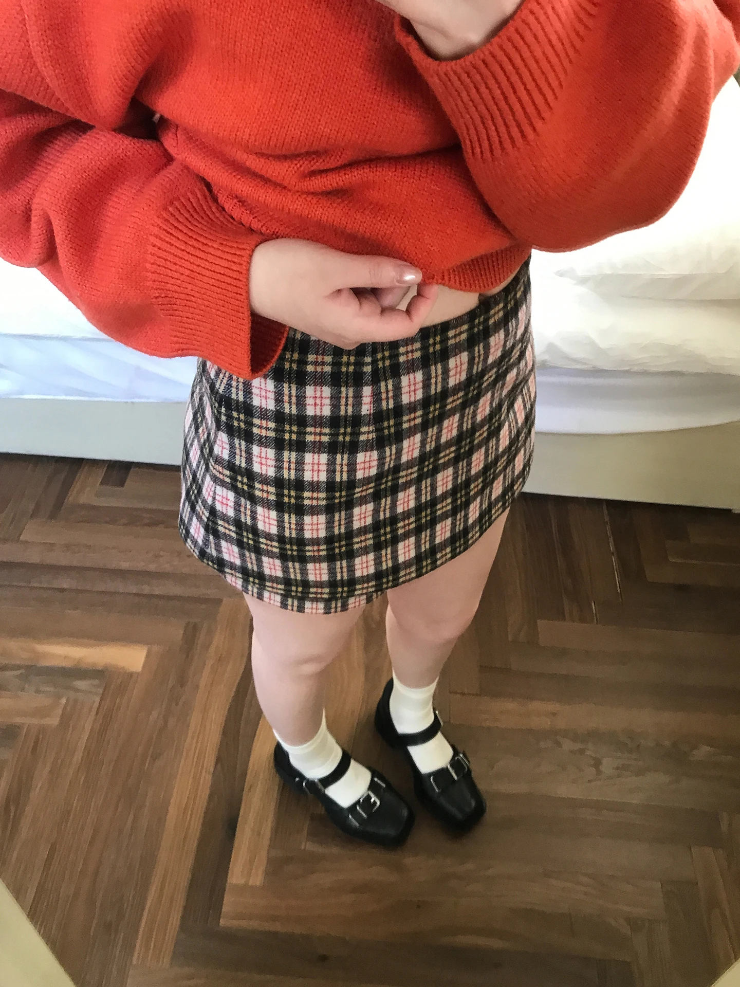 

Женская зимняя облегающая юбка-шорты A-силуэта в клетку Vegetables Orbs Fing Holiday, повседневная, с защитой от просвечивания