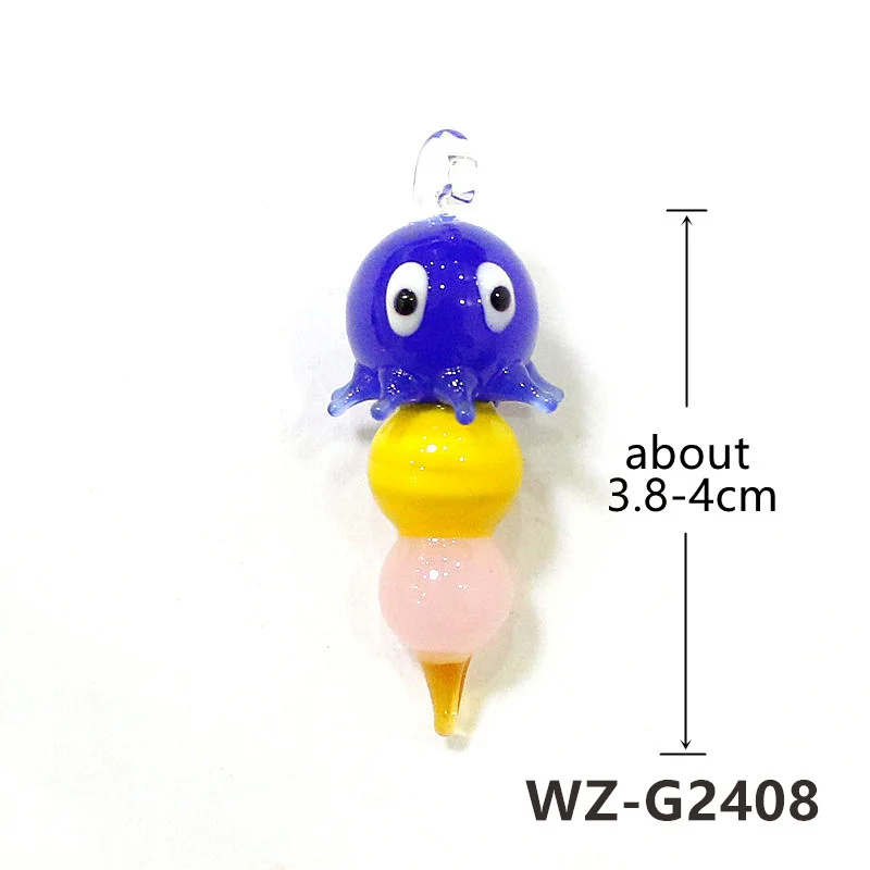 Kawaii Glass Animal Charm Cute Mini Rice Ball Cactus Mushroom Ladybug Fish Octopus Chick Turtle Pig Hedgehog Pendant Ornaments