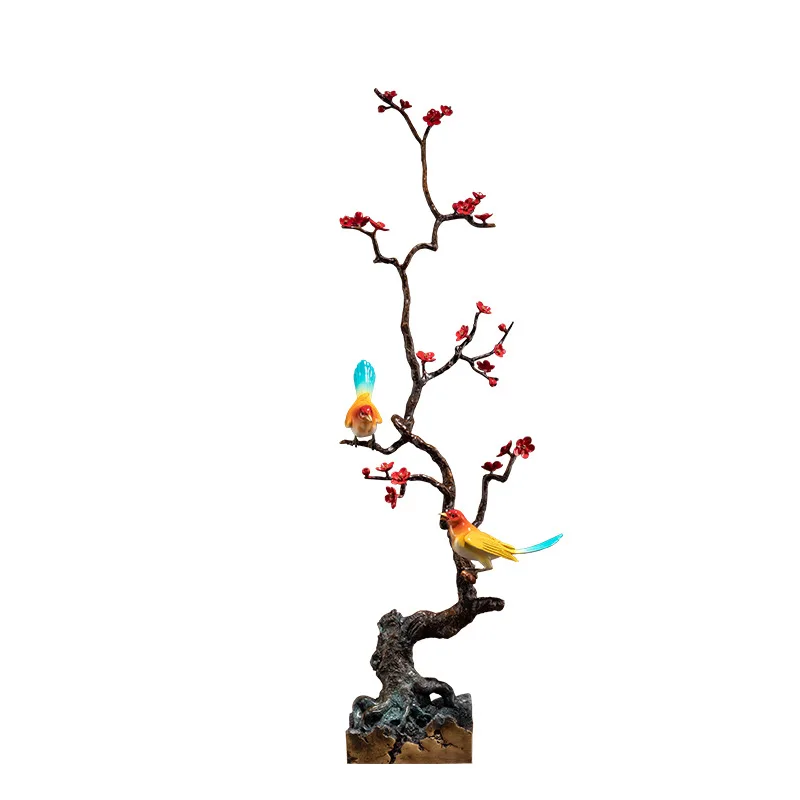 

Magpie flower and bird copper ornament, plum magpie bird color copper home furnishing living room entrance decoration