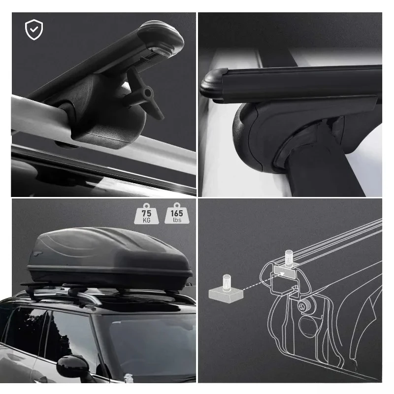 Lockable Roof Rack for BMW 3 Series E46 2000-2006 Wagon, Alu Black Luggage Carrier