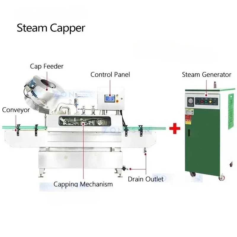 ZS-XG01 Twist Off Cap Stoomvacuüm Capper Capping Machine
