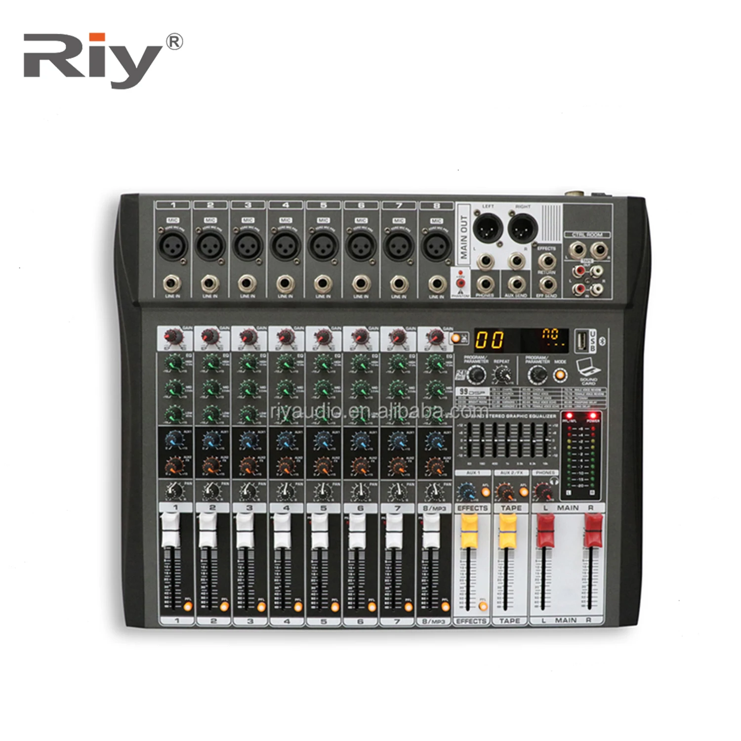 MX99-8i Professional Audio Mixer 8 Channels Mixing Console use for DJ Stage
