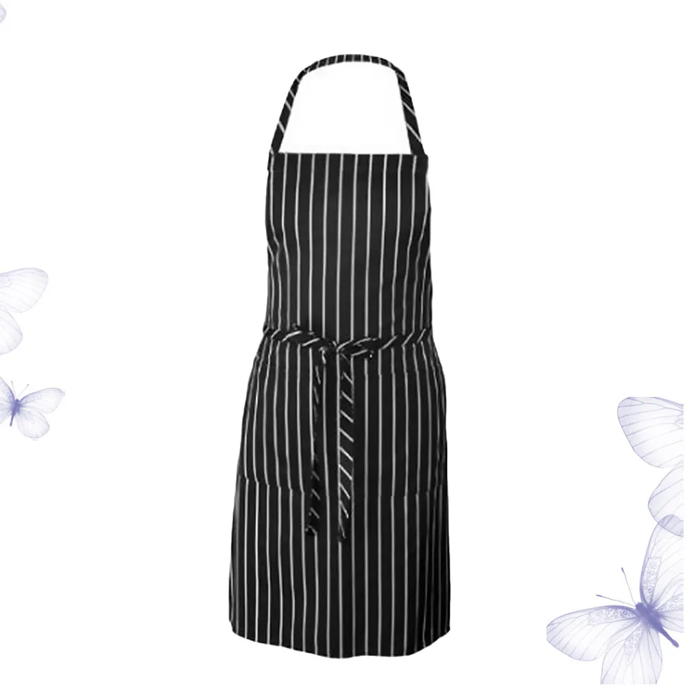 

Фартук кухонный черно-белый в полоску, 1 шт., для дома, ресторана, гаража, барбекю, рукоделия, рисования, садоводства