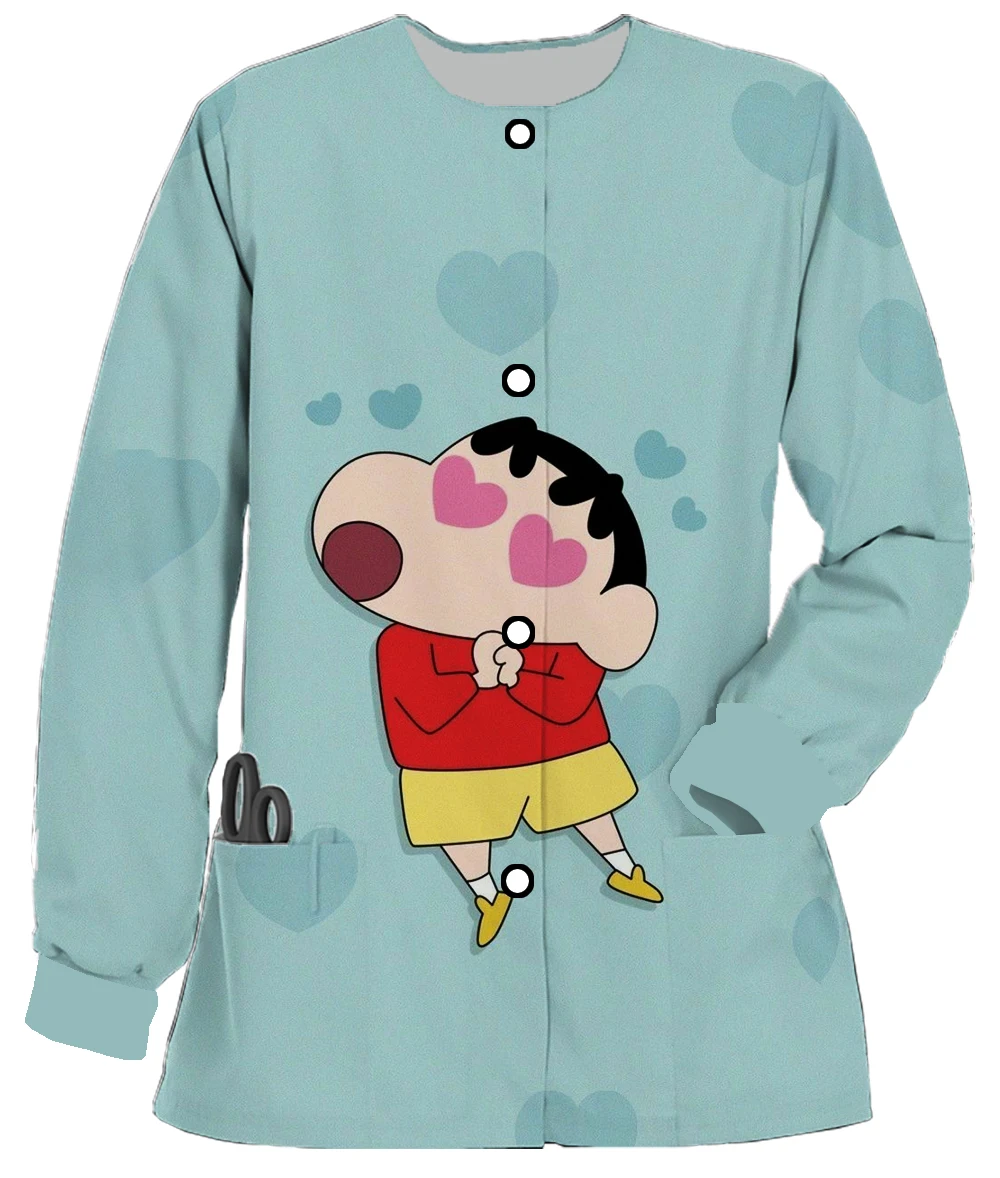 Anime Crayon Shinchan Cute Cartoon Printing Flower Shop Pet Store Nursing Home Nursing Server Yuan Needle Sleepler Works Uniform