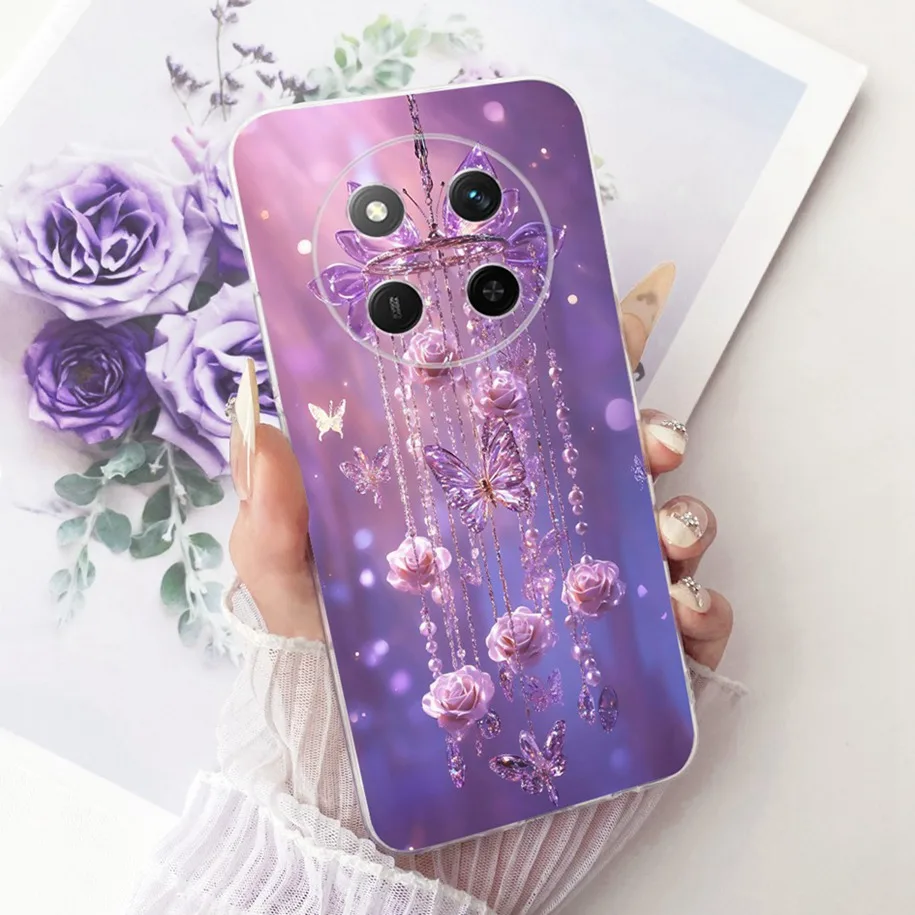 For Honor X9c Case HonorX9c Smart Cover Popular Flower Transparent TPU Silicone Slim Soft Phone Case For Honor Magic7 Lite Funda